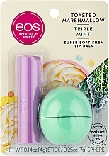 Духи, Парфюмерия, косметика Набор - EOS Toasted Marshmallow and Triple Mint Stick & Sphere Lip Balm (l/balm/4g + l/balm/7g)