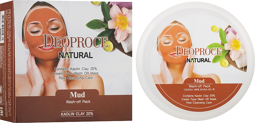 Глиняная маска для лица "Глубокое очищение" - Deoproce Natural Mud Wash-off Pack