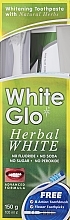 Набор с бело-фиолетовой щеткой - White Glo Herbal White Set (t/paste/100ml + t/brush/1pc + dental/flosser) — фото N2