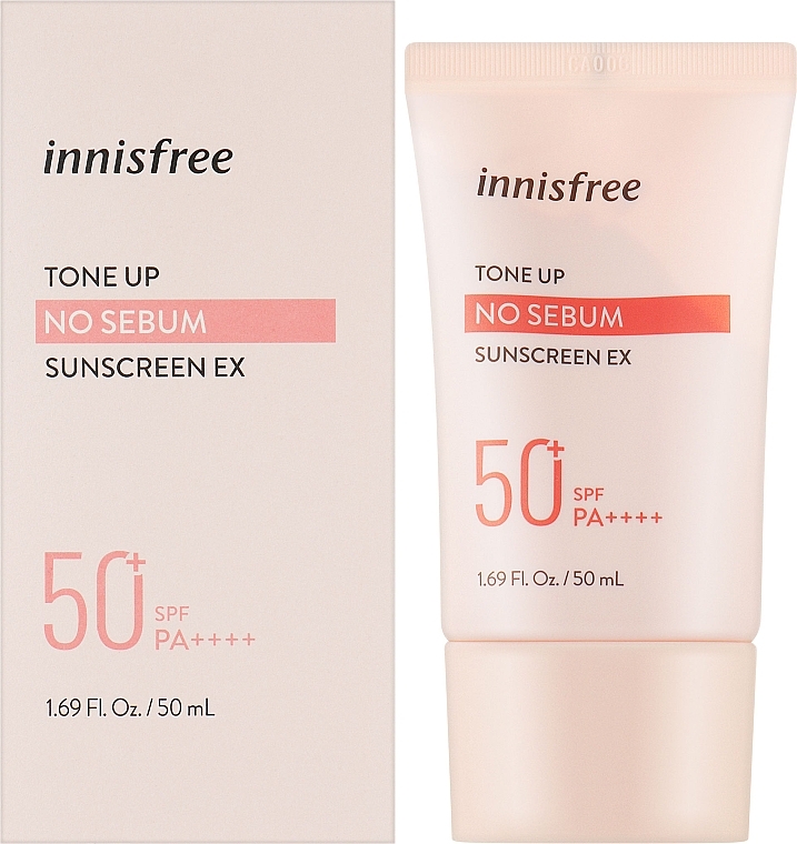 Сонцезахисний крем для комбінованої шкіри - Innisfree Tone Up No Sebum Sunscreen EX SPF50+ PA++++ — фото N2