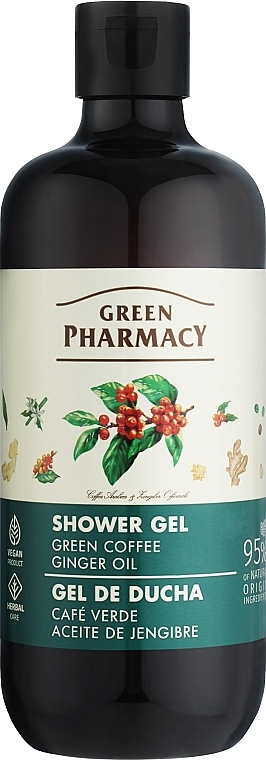 Гель для душа "Зеленый кофе и имбирное масло" - Зеленая Аптека — фото N1