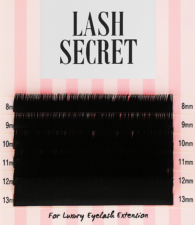 Накладные ресницы, черные, микс, 6 линий (0.15, C, (8-13)) - Lash Secret — фото N1