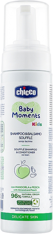 Шампунь-кондиціонер-пінка "Без сліз", 2 в 1 - Chicco Baby Moments Kids — фото N1