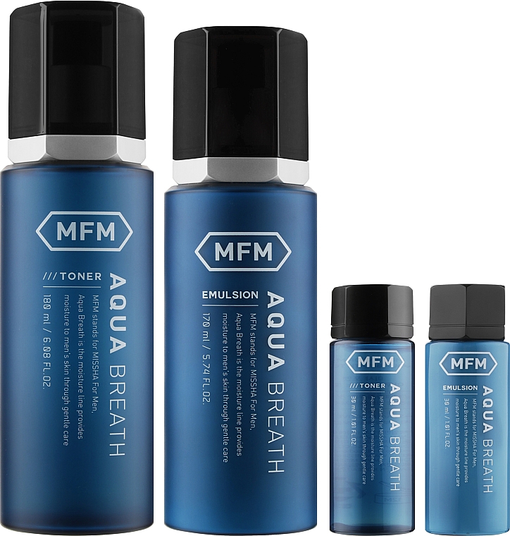 Набор - Missha For Men Aqua Breath Set (ton/180ml + ton/30ml + emulsion/170ml + emulsion/30ml) — фото N2