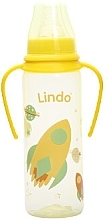 Бутылка цветная с ручками и силиконовой соской, 250 мл, желтая - Lindo Li 139 — фото N1
