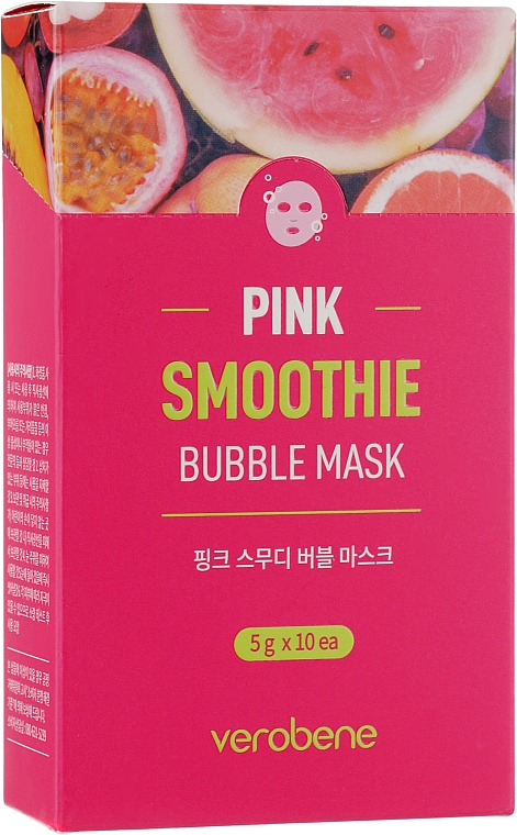 Киснева маска-смузі з рожевим коктейлем - Verobene Pink Smoothie Bubble Mask — фото N1
