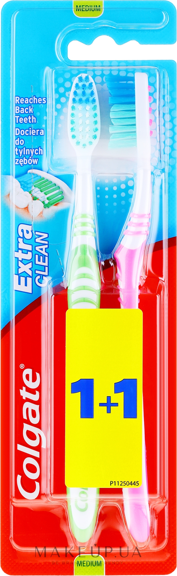 Зубная щетка средней жесткости "Extra Clean", зеленая + розовая - Colgate Extra Clean Medium — фото 2шт