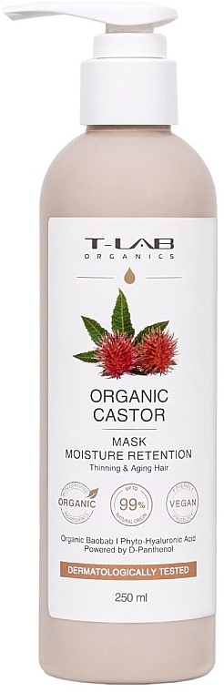Глубоко увлажняющая маска для сухих волос - T-Lab Professional Organic Castor Moisture Retention Mask