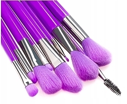 Набір неоново-фіолетових пензлів для макіяжу, 10 шт. - Beauty Design — фото N4