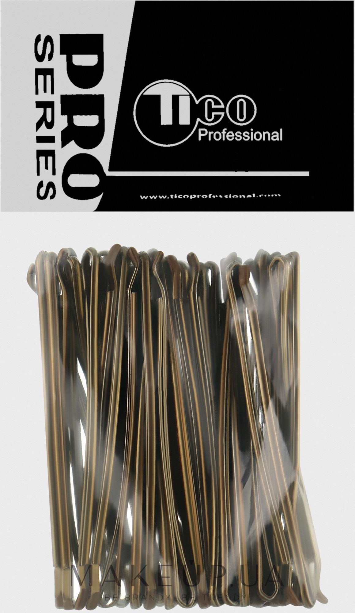 Невидимки для волос, обрезанные, 70 мм, коричневые - Tico Professional — фото 100g