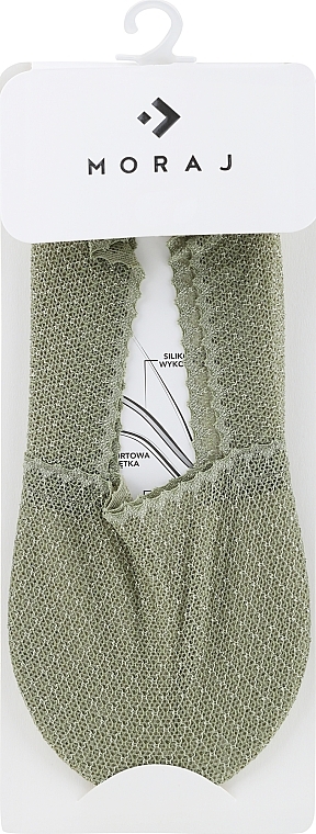Жіночі низькі шкарпетки з мереживним оздобленням, зелені, 1 пара - Moraj — фото N1