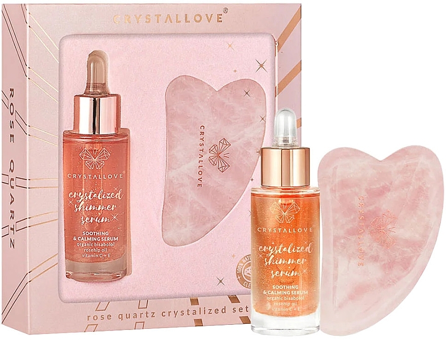 Набор - Crystallove Rose Quartz Crystalized Set (ser/30ml + gua sha) — фото N1