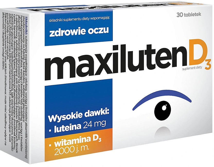 Харчова добавка в таблетках - Aflofarm Maxiluten D3 — фото N1