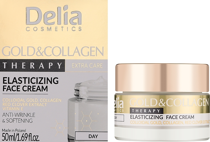 Денний крем для обличчя із золотом та колагеном - Delia Gold & Collagen Therapy Elasticizing Day Cream — фото N2