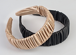 Обідок для волосся, чорний "Fold Pattern" - MAKEUP Hair Hoop Band Leather Black — фото N5