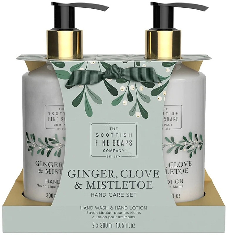 Набор - Scottish Fine Soaps Ginger,Clove & Mistletoe Hand Care Set (h/wash/300ml + h/lot/300ml) — фото N1