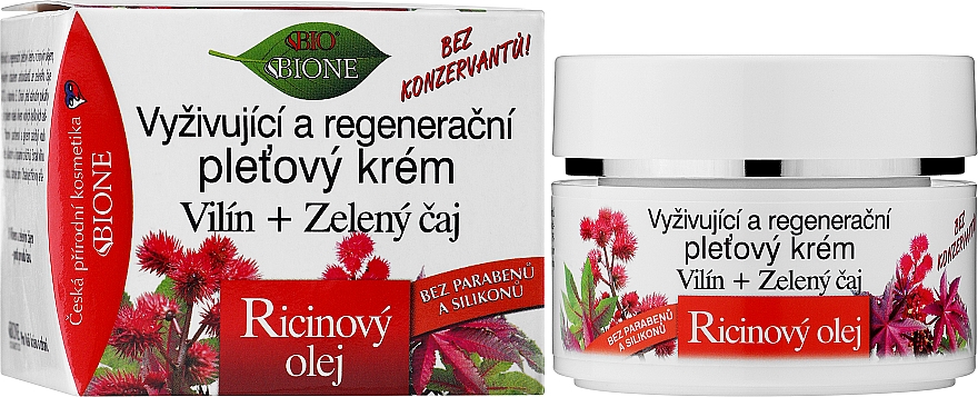 Питательный и регенерирующий крем для лица - Bione Cosmetics Keratin + Castor Oil Face Cream — фото N2