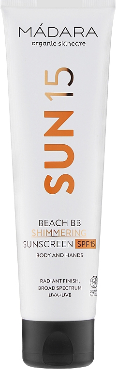Сонцезахисний крем для тіла - Madara Cosmetics Sun15 Beach BB Shimmering Sunscreen SPF15 — фото N1