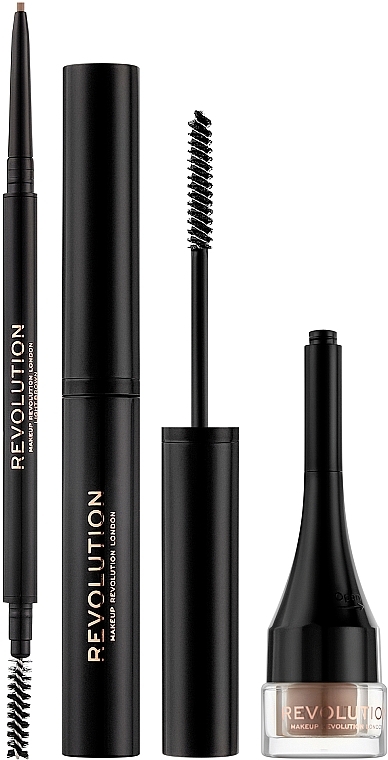 Набор - Makeup Revolution Ultra Brow Builder Kit (wax/8ml + brow/pomade/2,2g + eye/crayon/0,09g) — фото N2