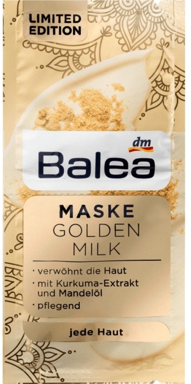 Маска для лица c экстрактом куркумы, миндальным маслом и молоком - Balea Maske Golden Milk