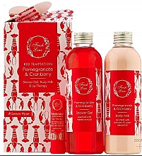 Парфумерія, косметика Набір - Fresh Line Gift Sets Pomegranate & Cranberry (sh/gel/200ml + b/milk/200ml + lip/balm/5.4g)