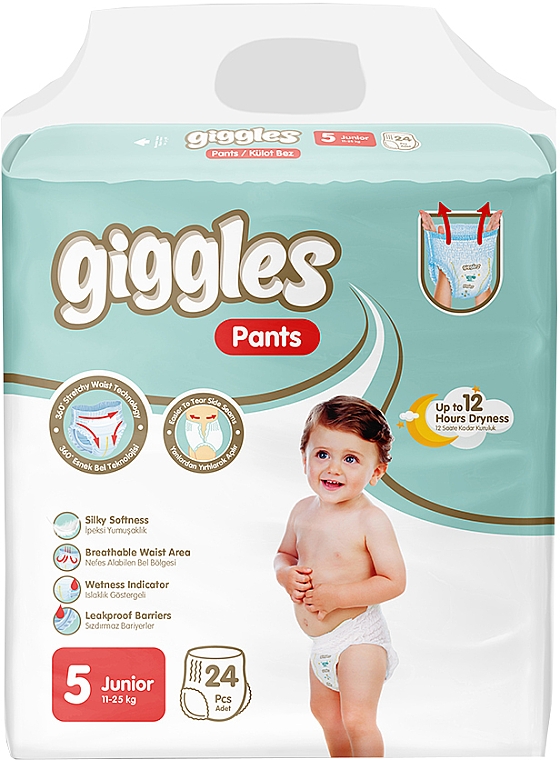 Подгузники-трусики детские Giggles Junior Pants (11-25 кг) 24шт - Giggles — фото N1