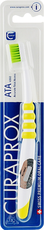 Зубная щетка для подростков "АТА", желтая, салатовая щетина - Curaprox Atraumatic Total Access — фото N1
