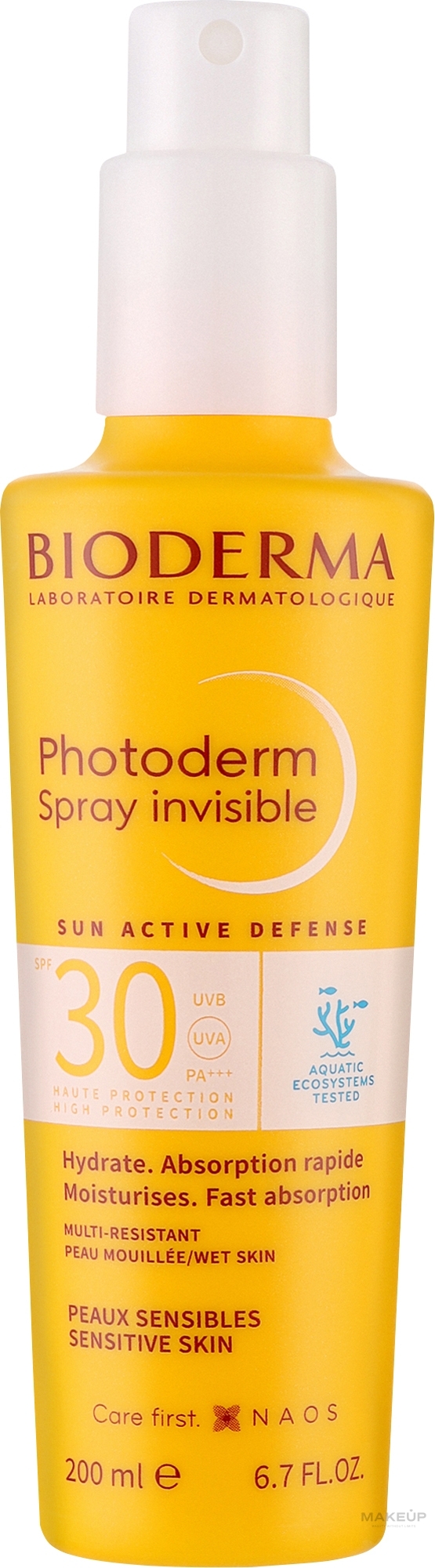 Солнцезащитный невидимый спрей для лица и тела - Bioderma Photoderm Invisible Spray SPF30 — фото 200ml