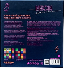 Палетка тіней для повік "Неонова", 16 відтінків - Parisa Cosmetics Neon Demon Eyeshadow Palette — фото N7