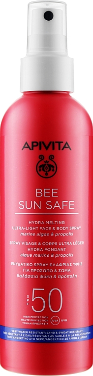 Солнцезащитный спрей для лица и тела - Apivita Bee Sun Safe Hydra Melting Ultra Light Face & Body Spray SPF50 — фото N1