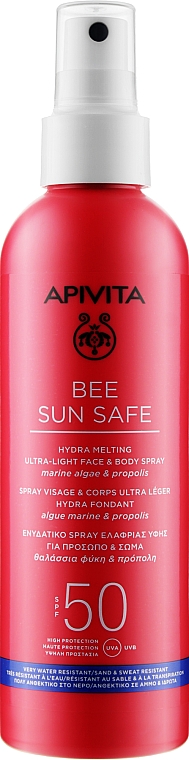 Солнцезащитный спрей для лица и тела - Apivita Bee Sun Safe Hydra Melting Ultra Light Face & Body Spray SPF50 — фото N2