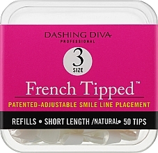 ПОДАРУНОК! Тіпси короткі натуральні - Dashing Diva French Tipped Short Natural 50 Tips (Size - 3) — фото N1