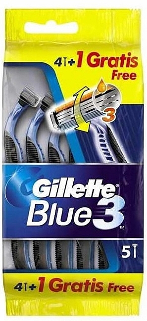 Набор одноразовых станков для бритья, 4 +1 шт. - Gillette Blue 3 — фото N1
