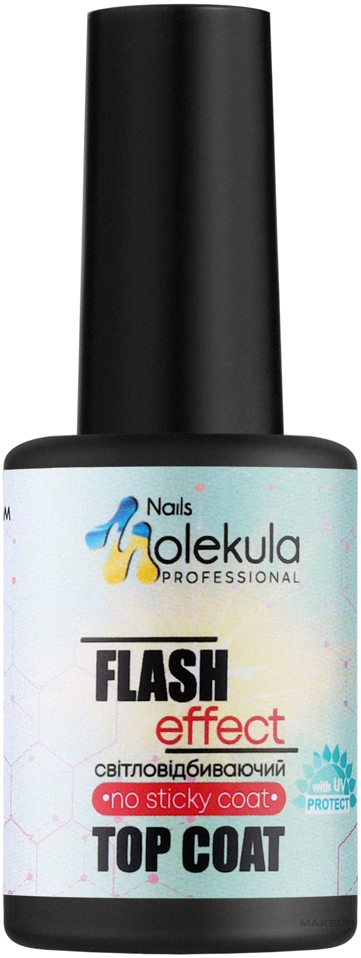 Финишное покрытие, топ светоотражающий без липкого слоя - Nails Molekula Top Coat Flash Effect — фото 12ml