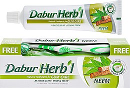 Духи, Парфюмерия, косметика Набор "Neem", зеленая - Dabur Herb`l (toothbrush/1шт + toothpaste/150g)