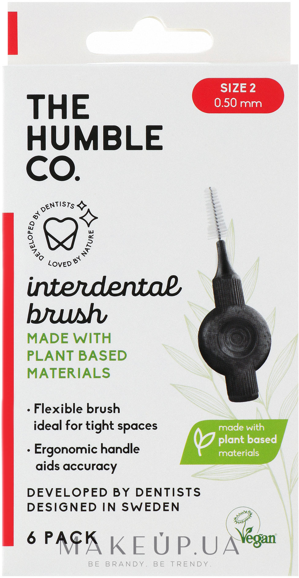Міжзубні інтердентальні йоржики, 0.50 мм, червоні, 6 шт. - The Humble Co Interdental Brush — фото 6шт