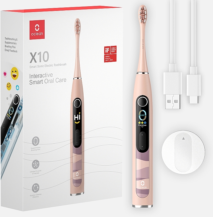 Электрическая зубная щетка Oclean X10 Pink - Oclean X10 Electric Toothbrush Pink — фото N1