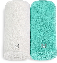 Парфумерія, косметика Набір рушників для обличчя, біле та бірюзове "Twins" - MAKEUP Face Towel Set Turquoise + White