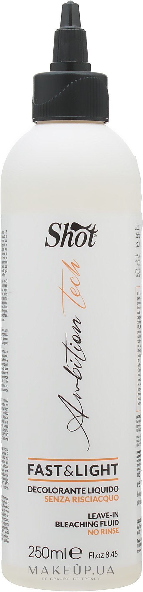 Освітлювальна емульсія для волосся - Shot Ambition Tech Fast & Light Leave-In Bleaching Fluid — фото 250ml