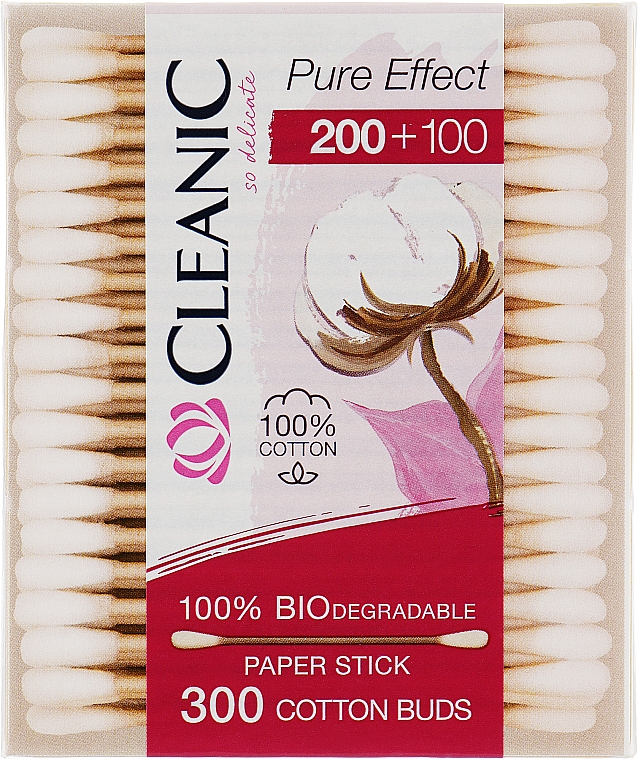 Ватные палочки в коробке, 300 шт - Cleanic Pure Effect Cotton Buds