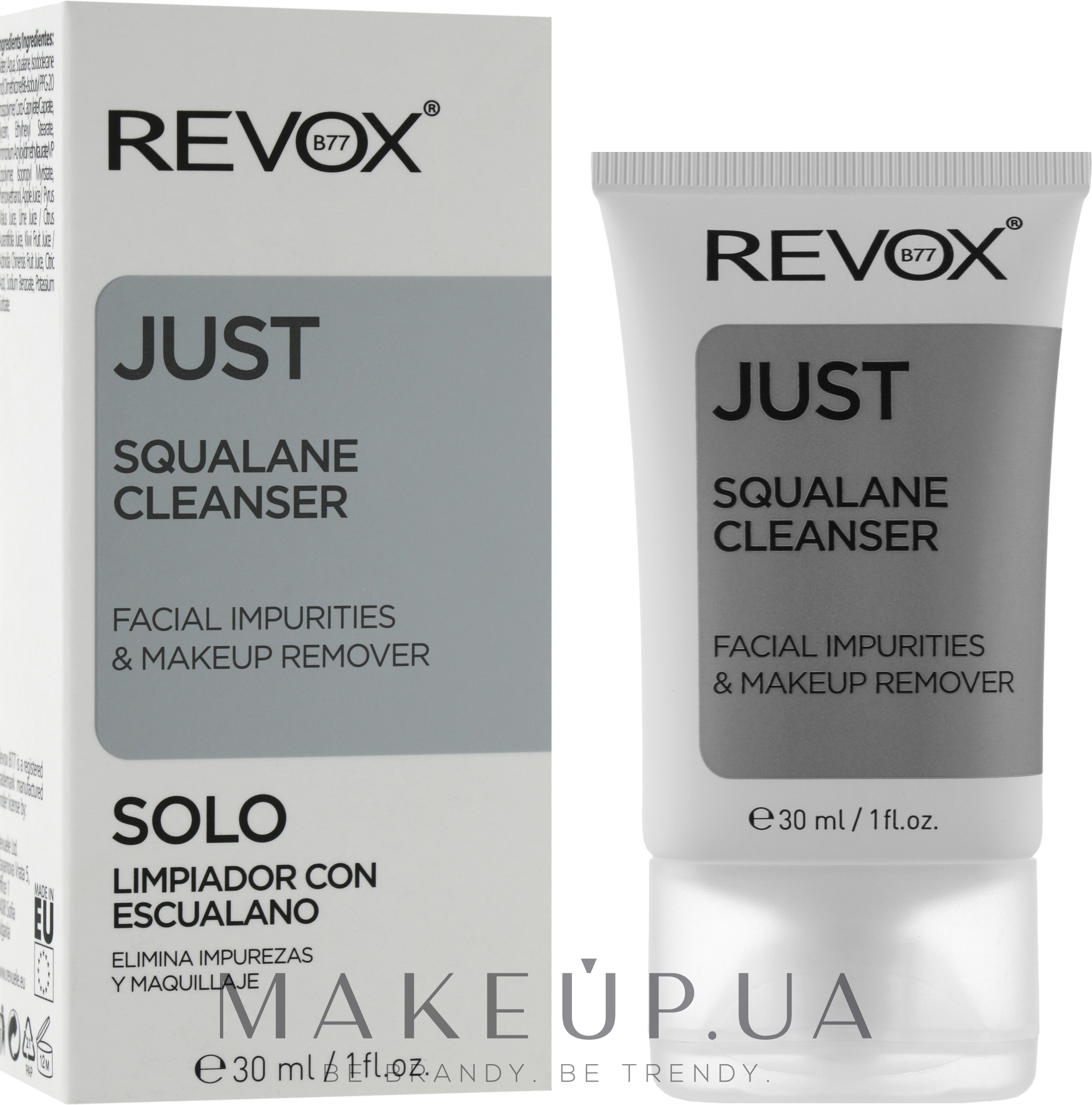 Увлажняющая эмульсия со скваланом для очищения и демакияжа лица - Revox B77 Just Squalane Cleanser- Facial Impurities & Makeup Remover — фото 30ml