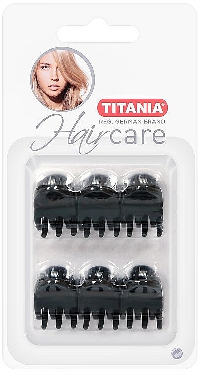Крабики для волос пластмассовые, маленькие, 6 шт., 2 см, черные - Titania — фото N1
