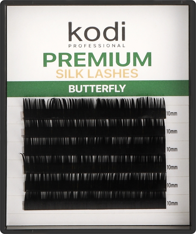 Накладні вії Butterfly Green B 0.07 (6 рядів: 10 мм) - Kodi Professional — фото N1