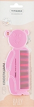 Гребешок для волос детский "Bear", светло-розовый - Titania — фото N1