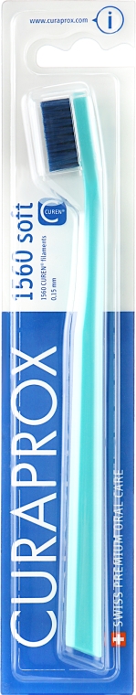 Зубная щетка CS 1560 Soft, D 0,15 мм, бирюзовая, синяя щетина - Curaprox