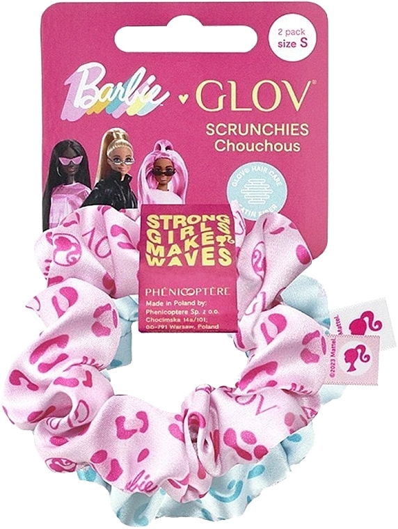 Набор резинок для волос "Барби", 2 шт - Glov Scrunchies Barbie Set Pink & Blue Panther — фото N2