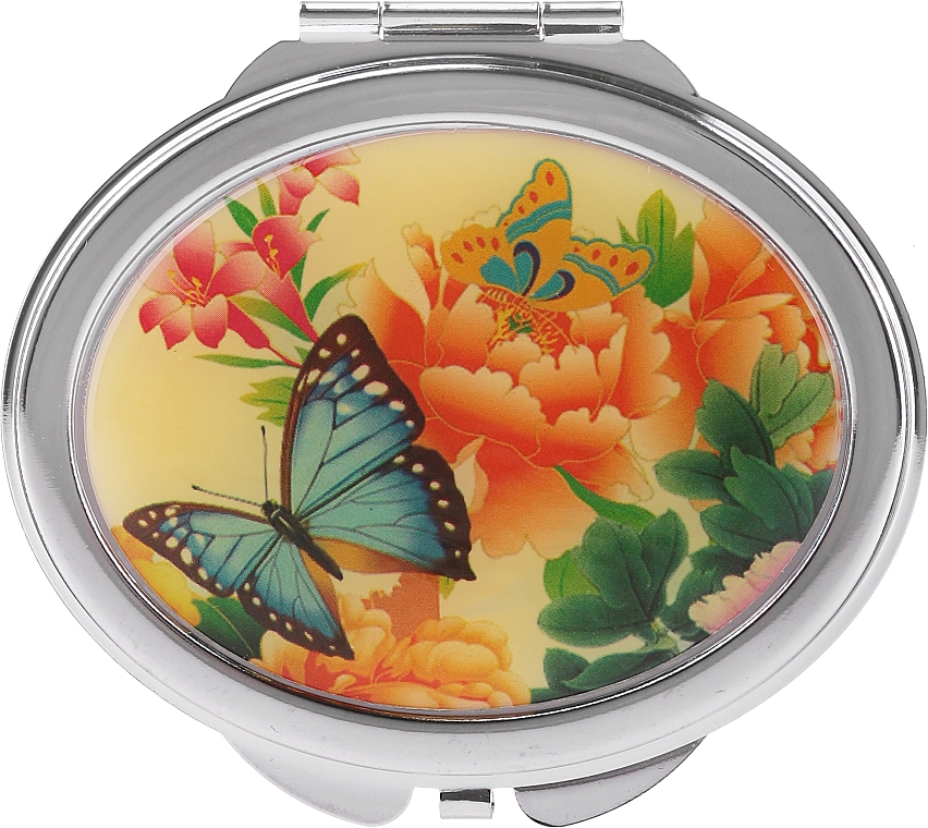 Зеркальце косметическое "Бабочки и пионы", 85451, вариант 1 - Top Choice — фото N1