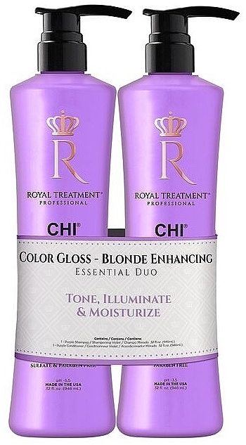 Набор - CHI Royal Treatment Color Gloss Blonde Enhancing Essentials Duo (shm/946ml + cond/946ml) — фото N1