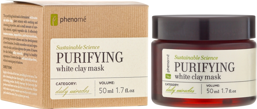 Маска из белой глины - Phenome Sustainable Science Purifying White Clay Mask