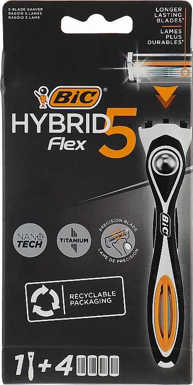 Бритва Flex 5 Hybrid c 4 змінними касетами - Bic
